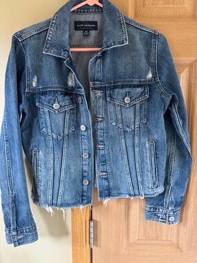 Lucky Brand Women's Medium Blue Distressed Denim Jacket